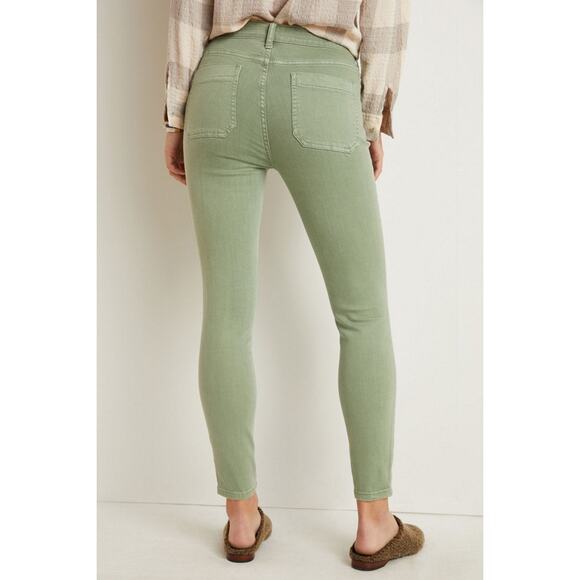 New Anthropologie Pilcro Patch Pocket Skinny Jeans $128 SIZE 28 Green Ankle Crop - Picture 4 of 4